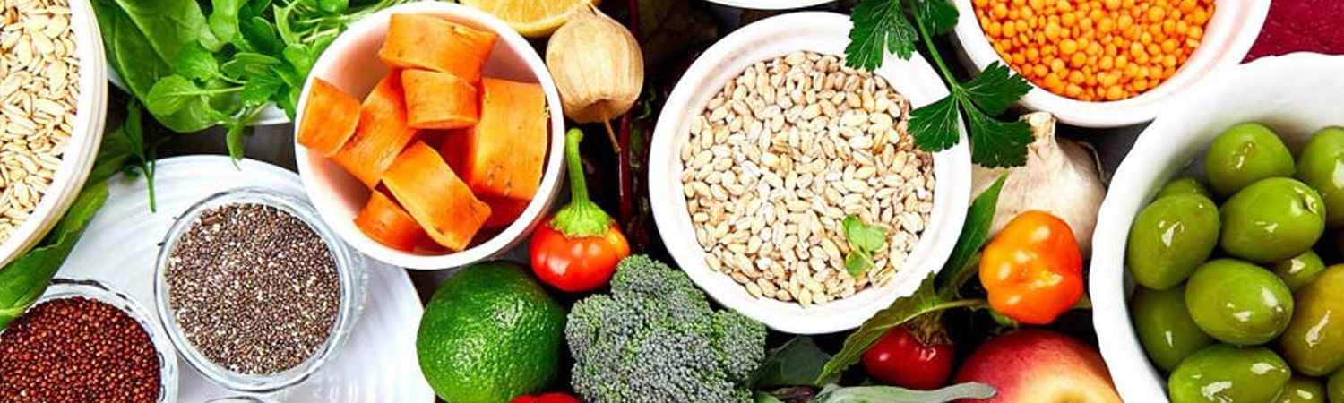 Variety of Healthy Foods Including Grains and Vegetables